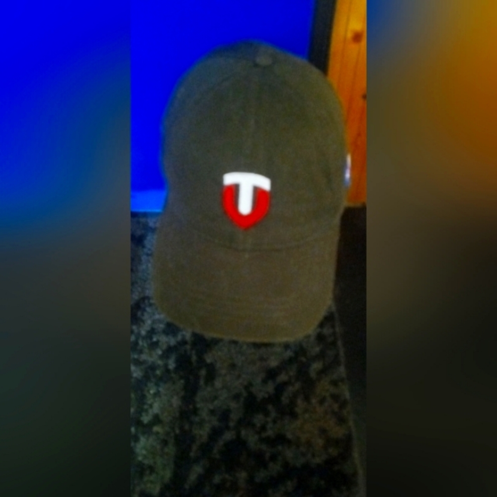 Texas T Olive Green Baseball Cap with Red & White Shield Logo